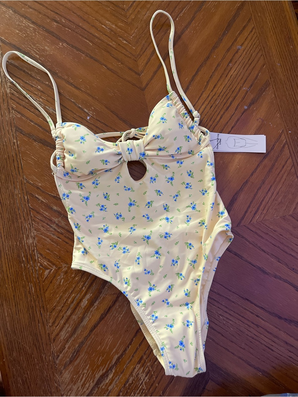 No Boundaries Yellow Floral One-Piece Swimsuit with Blue Accents